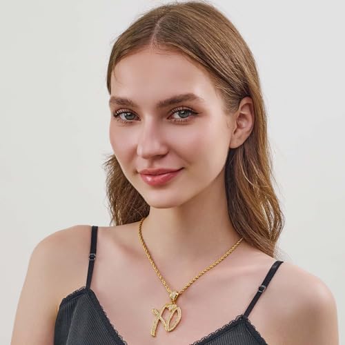 Hip Hop XO Chain Necklace for Women Men, XO Pendant Letter Cubic Zirconia Necklace Gifts for Music Fans to Concert2