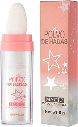 Fairy Highlighter Powder Body Highlighter, Body Glitter Powder Stick, Waterproof & Long Lasting, Magic Colour Shiner Powder for Face, Arms, Collarbones, Legs (Silver)