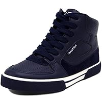 Nautica Kids Horizon Sneaker-Lace Up Fashion Shoe- Boot Like High Top-Horizon-Navy Size-1