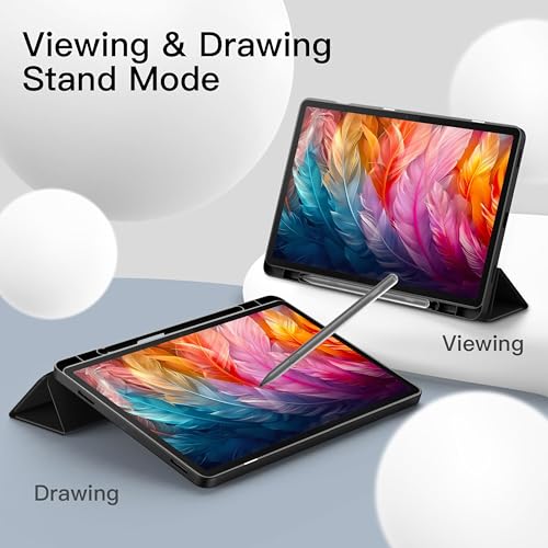 Image of TGK Case for Lenovo Idea Tab Pro 12.7 Inch 2025 TB-373FU TB-375FC Tablet Trifold Smart Stand Cover (Black)