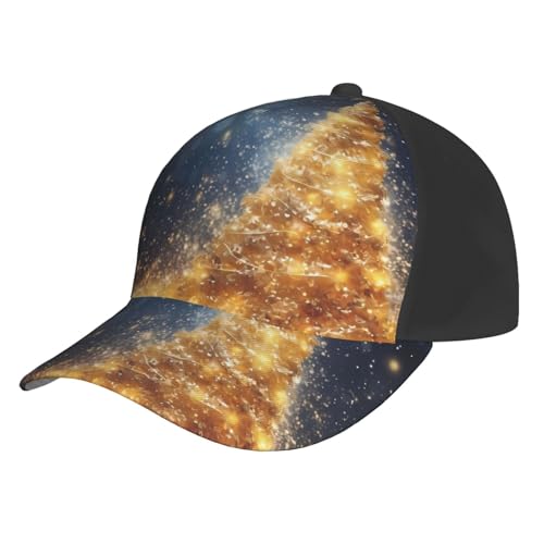 FWJZDSP Gorra de béisbol con Estampado de árbol de Navidad y Purpurina Dorada, con Hebilla Ajustable, Ideal para Adultos, para protegerse del Sol y para el Tiempo Libre (diseño Lateral Diferente).