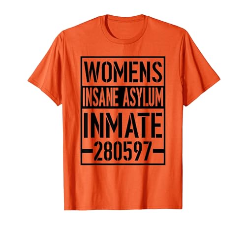 Womens Insane Asylum Inmate T-Shirt, Men, Orange, XX-Large