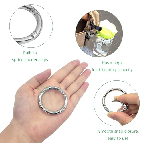XCSJ 10pcs 45mm Runde Karabiner Sehr Robust Zinklegierung Runde Karabiner Karabinerhaken Rund Groß Karabiner Ring Karabiner Rund O Ring für Schlüsselanhänger, Tasche, Schmuck, Diy Handwerk (Silber)