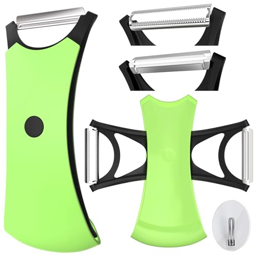 Éplucheur Legume - Éplucheur à Tomates, Économe Legumes Dentelé en Acier Inoxydable, Manche Ergonomique, Antidérapante, Éplucheur Universel pour Fruits, Pomme de Terre, Carottes, Vert