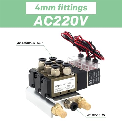 Électrovanne 5 voies 2 positions AC220V à commutation rapide et silencieux intégrés 3 stations