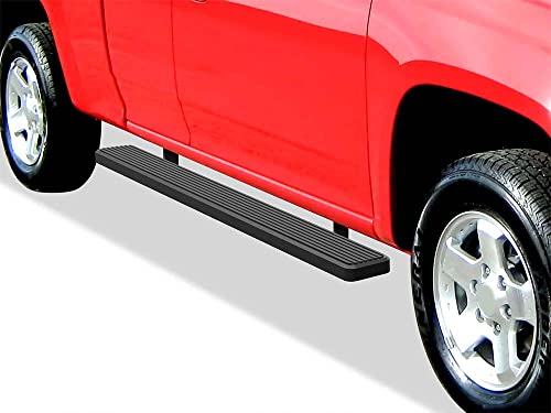 APS Running Boards (Nerf Bars Side Steps Step Bars) Compatible with Chevy Colorado GMC Canyon 2004-2012 Extended Cab (Stainless Steel Black Powder Coated 6 inches)