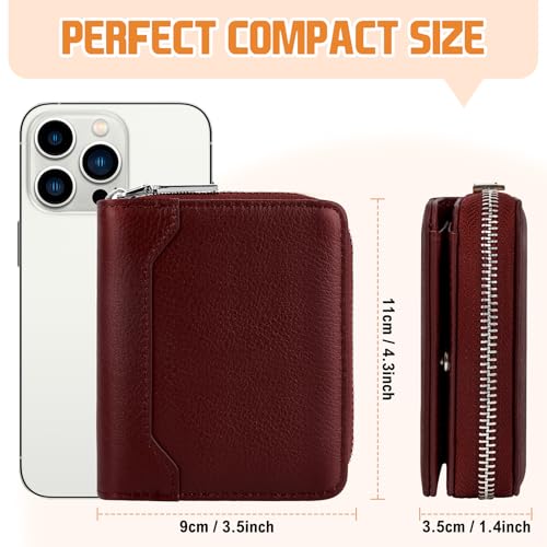 Image of HUANLANG Mens Wallet RFID Blocking Multi Card Holder Wallets for Men Bifold Wallet with Zipper Small Men's Leather Wallet