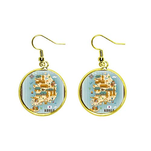 Pendientes largos de Corea del Sur dorados colgantes joyería de mujer
