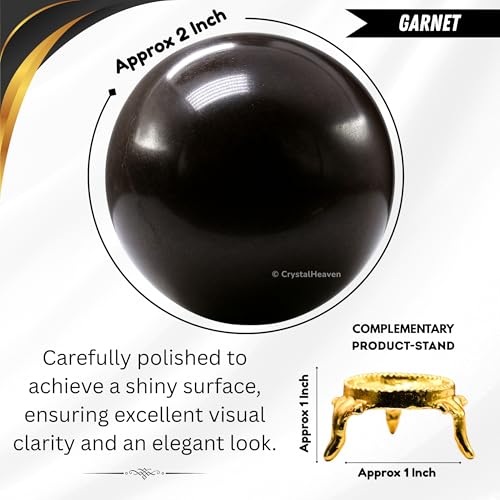 Image of Certified Crystal Garnet Ball for Meditation - Premium Crystal Vastu Items for Home and Feng Shui Items for Good Luck - Ideal for Pooja Supplies and Spiritual Practices (2 inch Inch)