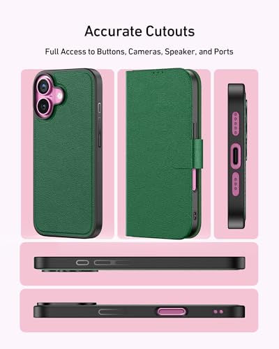 LUHOURI for iPhone 17 Case Wallet - Wireless Charging Compatible Green - image 6