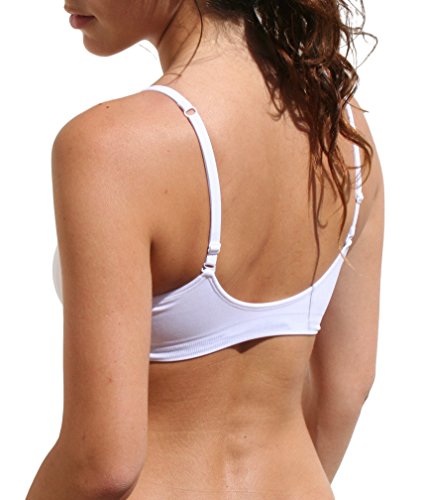 Image of Blue 55 Women's Bralette Wireless Padded Bra Top Sexy Everyday Basic Deep V-Neck