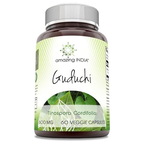 Amazing India Guduchi Supplement | 500 Mg Per Serving | 60 Vegetarian Capsules | Non-GMO | Gluten-Free | Made in USA Cover