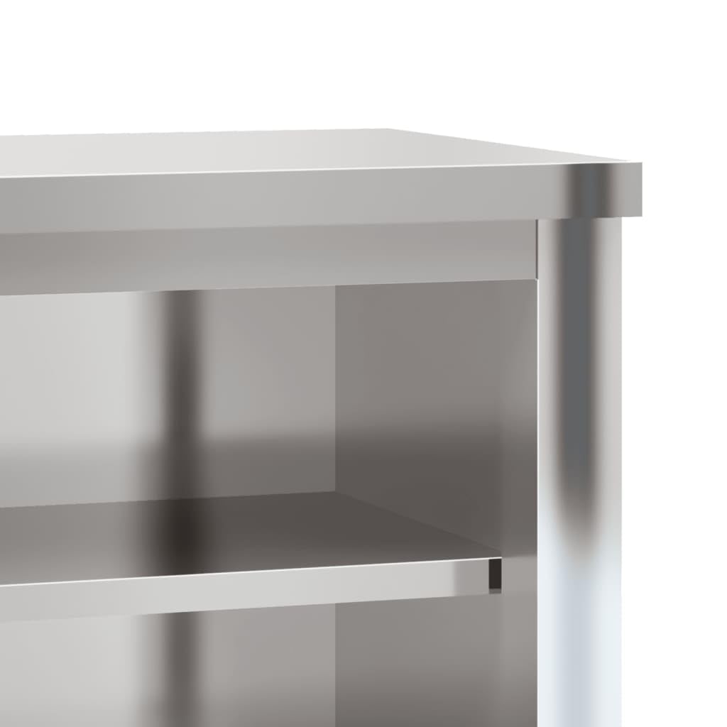 Küchen-Wandschrank Edelstahl mit 2 Ablagen 110 x 40 x 75 cm Wandschrank für Küche und Speisekammer mit 80 kg Belastbarkeit, stapelbar, luftdicht für Ordnung und Lagerung