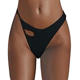 Sexybody Women's Sexy Thong Bikini Bottom Low Rise Cutout Swim Shorts Swimsuit Bottoms Fashion Black