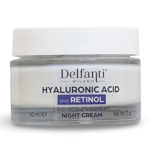 Delfanti-Milano • HYALURONIC ACID and RETINOL • Night Cream • Deep Hydration Lipid Replenishment• Face & Neck Moisturizer • Made in Italy • 1.7 oz jar