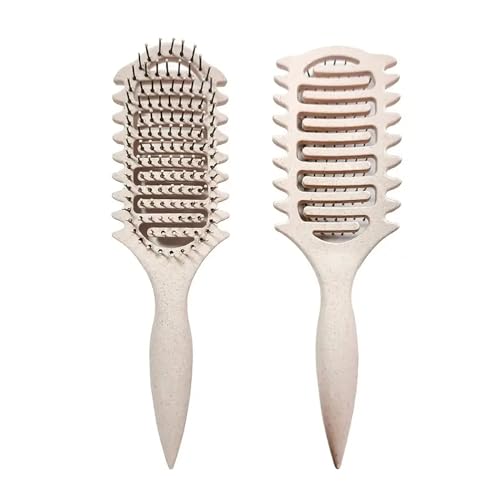 Image of Combelle Curl Defining Brush - 24 cm Vented Detangling & Volumizing Hair Brush for Curly Hair - Vegan Boar Bristles, Ergonomic Handle, Reduces Frizz & Defines Curls (Beige)