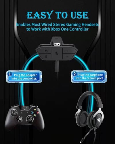 Headset Adapter for Xbox Controller, Mic Adapter for Xbox One/One S/X/Elite 1/ Elite2/ Series S/X Controller, Headphone Adapter for Xbox One Controller