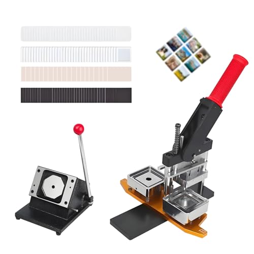 Fridge Magnet Maker Machine 2.5x2.5in Custom Photo Badge Button Kit Include Press Paper Cutter 100 Sets Acrylic Consumables