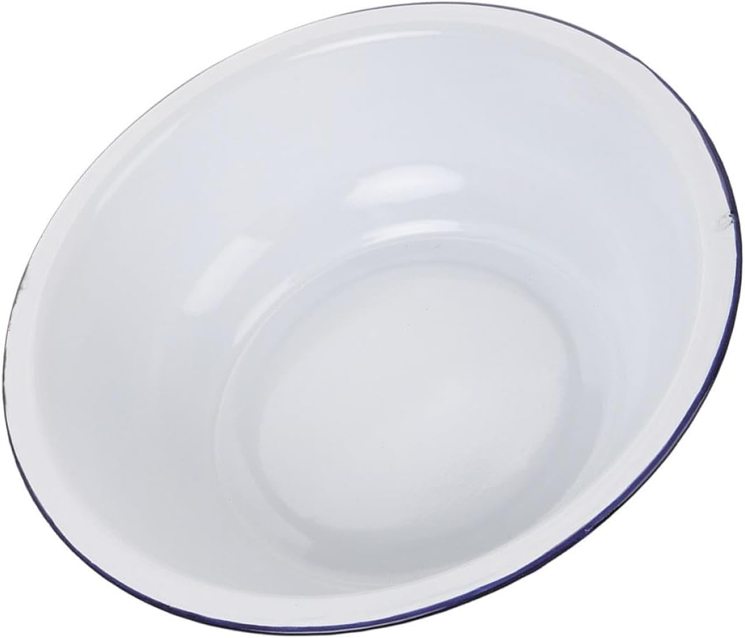 Enamel Basin 36cm Thickened White Vintage Kitchen Mixing Bowl Large Capacity Enamelware Soup Dish for Washing Vegetables and Food Preparation