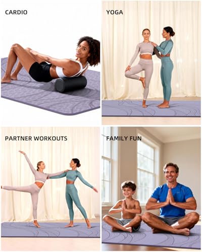 Image of Large Yoga Mat (75.5 inchx47.6 inchx0.4 inch)Extra Wide & Thick 10mm | Non-Slip Exercise Mat, High-Density TPE Mat for Yoga Pilates & Home Gym Workouts