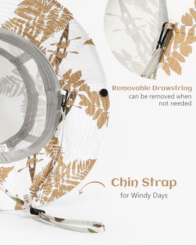 Image of Printed Bucket Hat UPF 50+ Quick-Dry Breathable Sun Hat, Roll-Up Brim Boonie Hat with Adjustable Fit for Beach Hiking Fishing