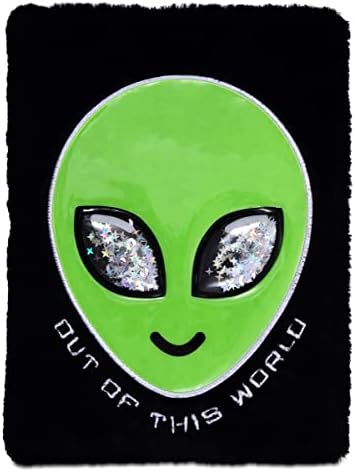 iscream Plush Fur Floating Glitter Applique Accent Book-Bound Lined-Page 8.5" Journal - Alien Contact image 4