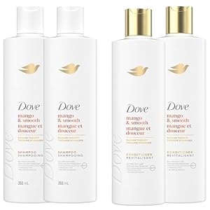 Dove Mango & Smooth Shampoo & Conditioner for Dull & Dry Hair, with Liquid Bio-Protein Care Technology, 355 ML (2 Shampoo + 2 Conditioner)