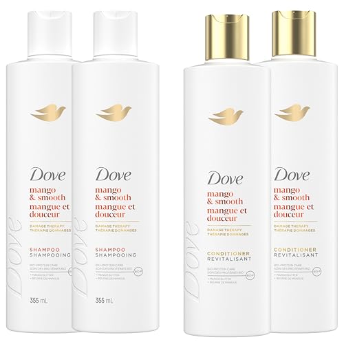 Dove Mango & Smooth Shampoo & Conditioner for Dull & Dry Hair, with Liquid Bio-Protein Care Technology, 355 ML (2 Shampoo + 2 Conditioner)