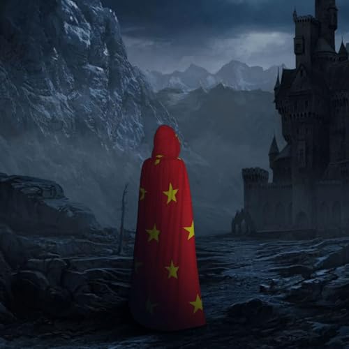 Cape médiévale à grande capuche 140cm imprimé drapeau Vietnam