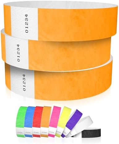 600 WristCo Neon Orange Tyvek Wristbands for Events - Tamper-Proof Design & Fluorescent Color Prevent Reuse Premium-Grade Bracelets for Hospital & Medical ID, Party & VIP Identification