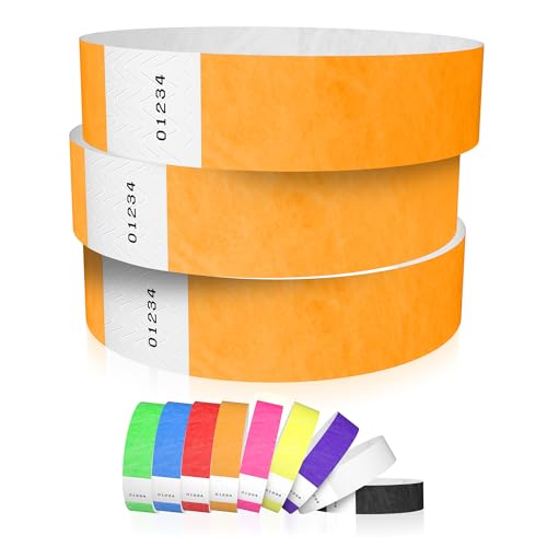 600 WristCo Neon Orange Tyvek Wristbands for Events - Tamper-Proof Design & Fluorescent Color Prevent Reuse Premium-Grade Bracelets for Hospital & Medical ID, Party & VIP Identification