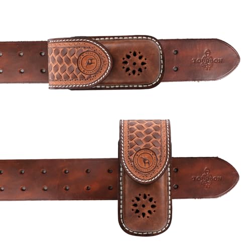 Tourbn TOURBON EDC Klappmesserhalter aus echtem Leder mit Schnappverschluss, braun, 6*4.5*12cm, Retro-Lederscheide