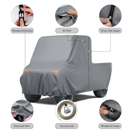 Image of Waterproof UTV Cover Replace for Kawasaki Mule 4000 /4100 PRO-MX 2 Seats | 6 Layers Outdoor Cover with Cotton Liner, Air Vents, Door Zipper and Windproof Buckles for Rain Snow Dust Protection