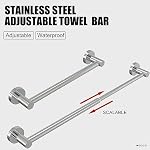 Towel Bar - Adjustable 304 Stainless Steel Towel Holder for Bathroom (11.8inch-22.6inch) Sturdy and Rustproof Wall Mounted Towel Rack for Bathroom Accessories, Silver… - Image 2