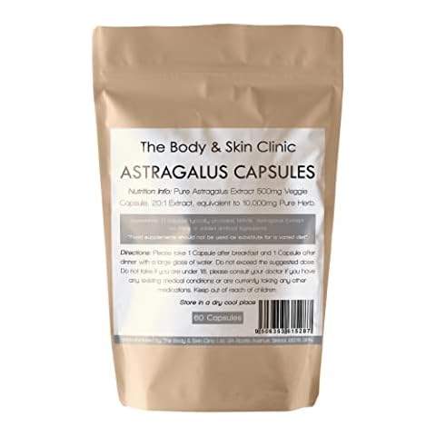 Organic Astragalus Extract 10,000mg - Rich Source of Polysaccharides - Certified Organic, Non GMO, Gluten Free, Halal - 60 Vegan Capsules Amazing Health Benefits Cover