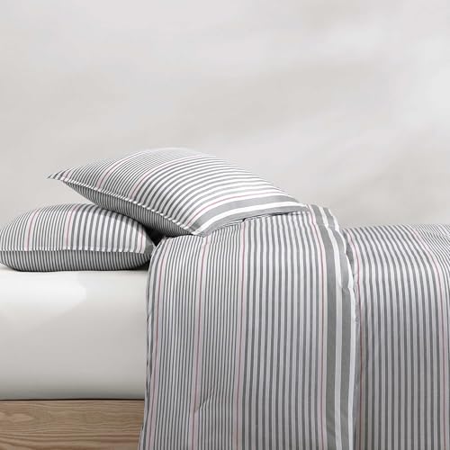 Tommy Hilfiger - King Comforter Set, Cotton Textured Bedding with Matching Shams, Medium Weight Bed Set, Oeko-TEX Certified (Danbury Stripe Blue) by Tommy Hilfiger - Used condition - Image 5