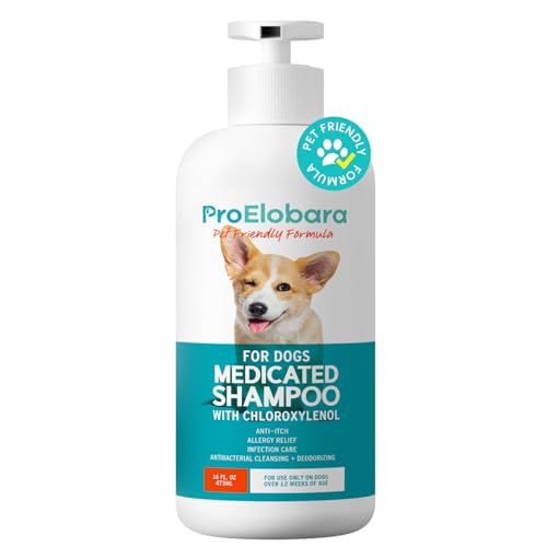 Medicated Dog Shampoo for Itchy Relief: Yeast Skin Infections and Bacterial Treatment for Dogs - Helps Hot Spots, Deodorizing, Allergy Relief - Healthy Skin & Coat - Antifungal Dog Shampoo 16 oz