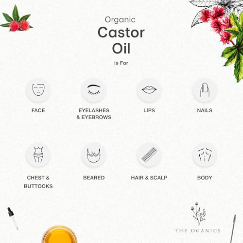 THE OGANICS Olio di ricino organico, 100% Pure, Natural and Cold Pressed, Promotes Eyebrow and Eyelash Growth, Vegano, bottiglia di vetro + pipetta + 2 set di pennelli Brow and Eyeliner (50 ml) - 9