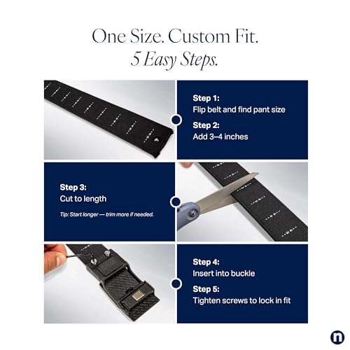 Nexbelt EDC Tactical Ratchet Belt – 1.5" Black Nylon, Quick-Release, Adjustable for Appendix Carry, Fits Up to 50" Waist