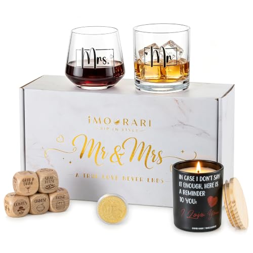 Imourari Wedding Gifts for Couple, Mr and Mrs Wine Glasses