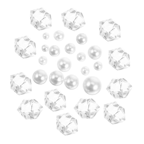 GALPADA 1Pack Pearl Crystal Aquarium Gravel Clear Resin Substrate for Betta Fish Tanks Easy to Clean Faux Pearl and Amethyst Crystal Decorations for Aquatic Environments