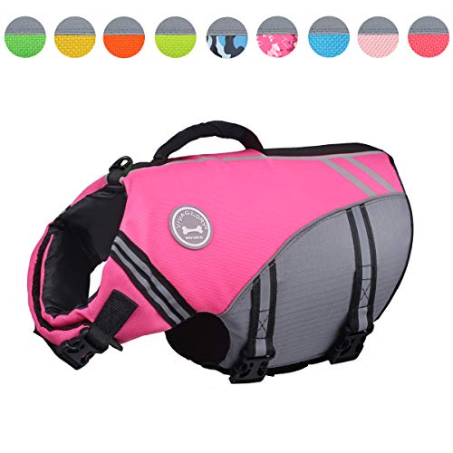 Vivaglory New Sports Style Ripstop Dog Life Jacket with Superior Buoyancy & Rescue