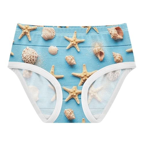 Cotton Toddler Underwear Floral Seashells Starfish Blue Panties Little Girl Designer Undies Kids Briefs 2t