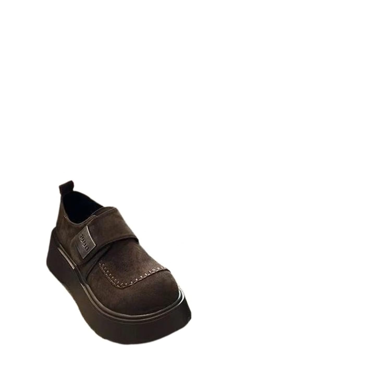Maillard Style Platform Loafers for Women Chunky Heel Retro Suede Casual Shoes Buckle Round Toe Ankle Booties for