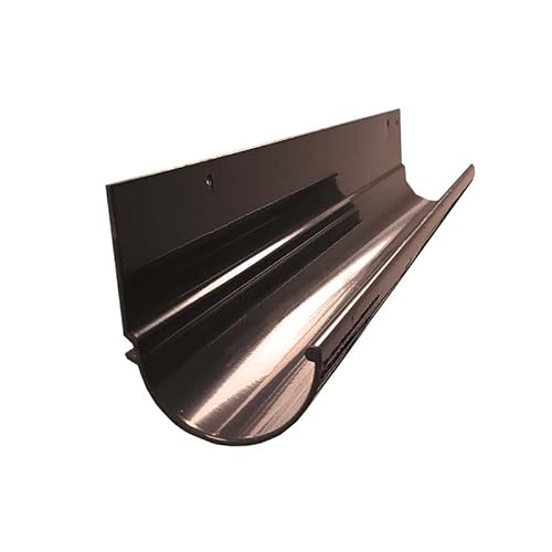 Renoplast® Grondaie in alluminio R50 | Mezzo tondo marrone da 200 cm | Profili in lamiera per il drenaggio del tetto della pioggia | Grondaia a innesto per il giardino della casa | Terrazza Balcone