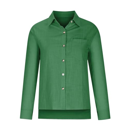 Womens Linen Button Down Shirt Long Sleeve Cotton 2025 Spring Summer Beach Wear for Women with Pocket4