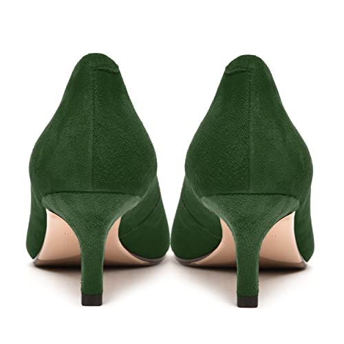 FEMSTEP Womens Slip On Suede Leather Pointed Toe Kitten Low Heel Pumps Shoes 2 Inch4