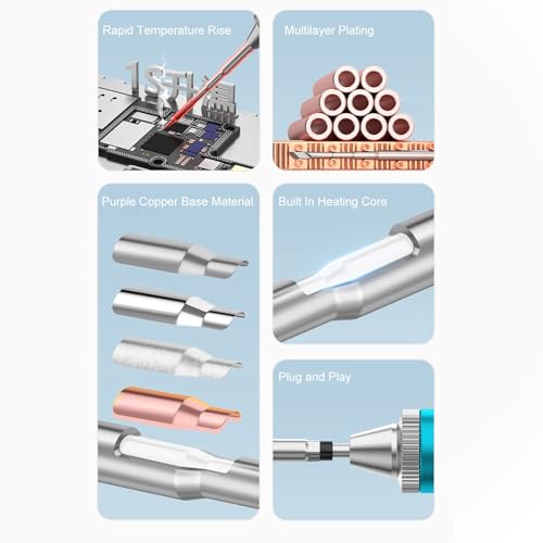 Image of 3-Piece Soldering Iron Tips Kit, Replacement Tips Set, Copper Material, Straight Curved Small Knife Tip