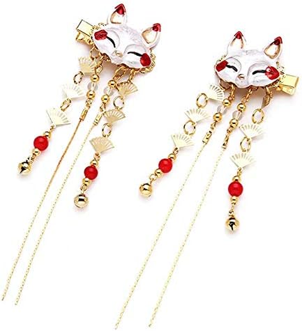 New fox rabbit Japanese Cute Hairpin Kanzashi Hair Stick for Kimono Yukata Bride Hanfu Accessory Oiran Geisha Antiquity(a pair)