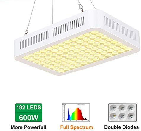 600W LED Grow Light, CXhome Full Spectrum 192 LEDs Plant Grow Lamp with UV&IR,Dual-Chip Growing Lamp with ON/Off Switch,Daisy Chain for Hydroponic Veg and Flower